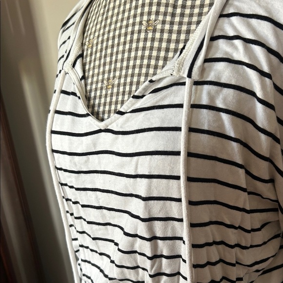 CAbi Black and White Striped long sleeve shirt - Picture 3 of 5